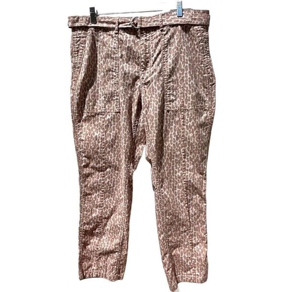 Anthropologie Utility Pants Women's Sz 32 Belted Ankle Length Leopard Print NWOT - Picture 4 of 11
